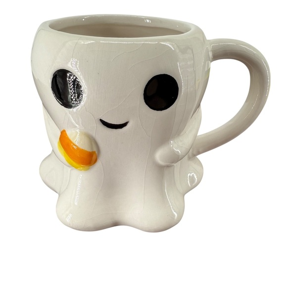Halloween Smiling Ghost Candy Corn Ceramic Mug Jack O' Lantern Lane READ FLAW! - Picture 2 of 11